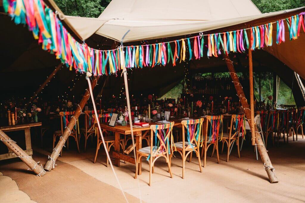 Emily and Mark's Wedding arrival area at Heathy Lea