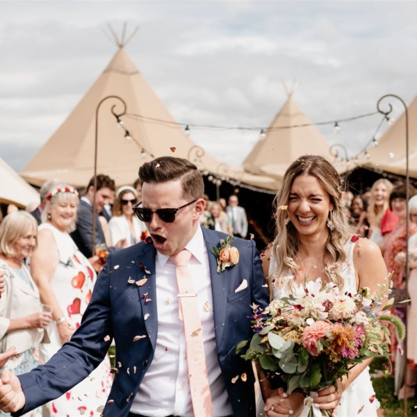 Bride and Groom celebrating